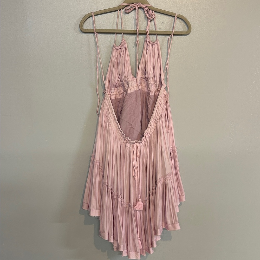 Free People 100 Degrees of Sunshie Mini Dress Size Small Pink‎ Dainty Feminine - Picture 6 of 7